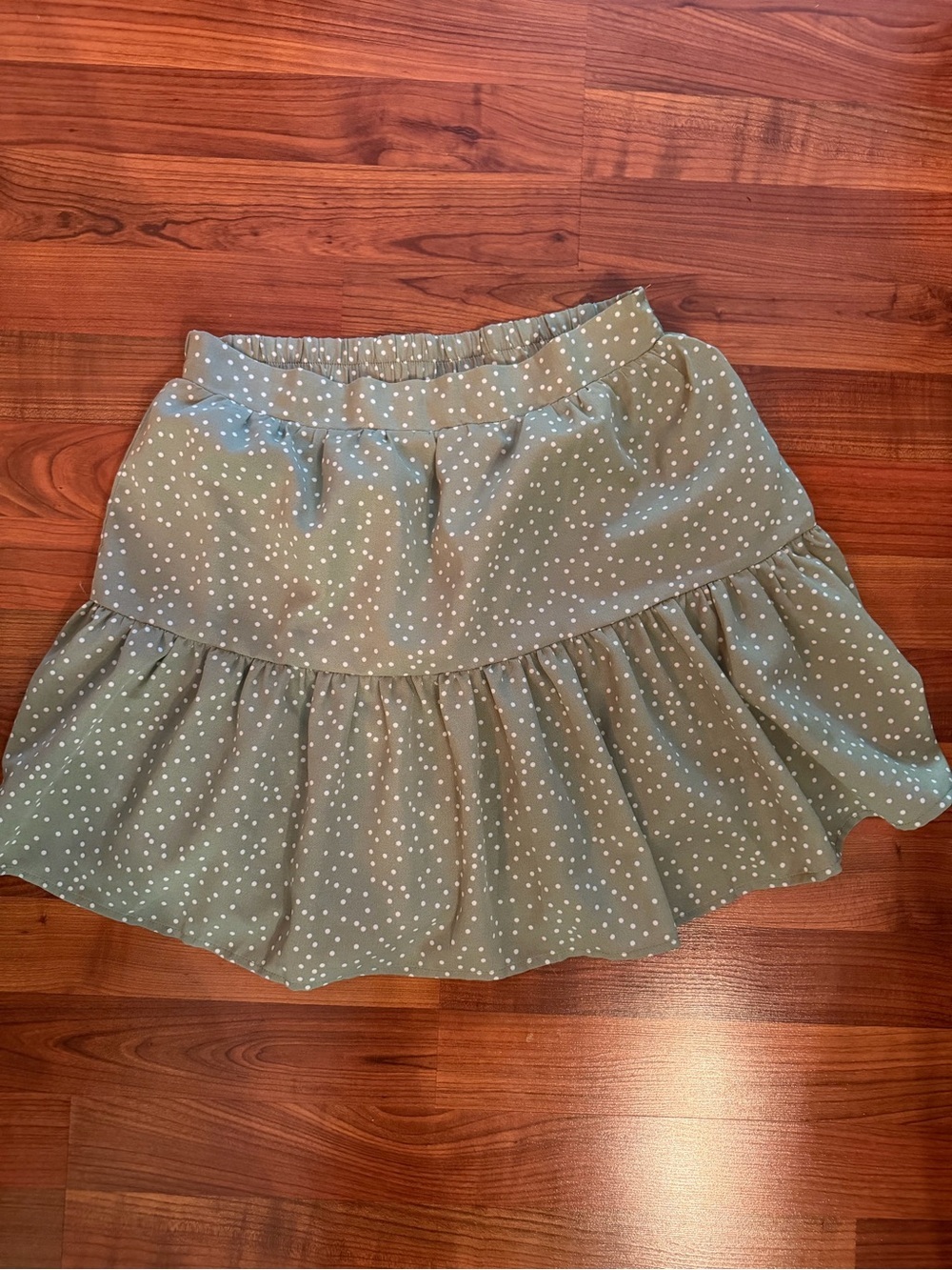 Women's Kayla’s Armoire Olive Green Polka Dot Tiered Skirt